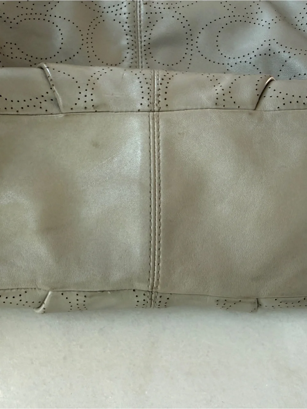 Coach Brooke Perforated C Learher Silver/Light Gray Shoulder Bag #F16908